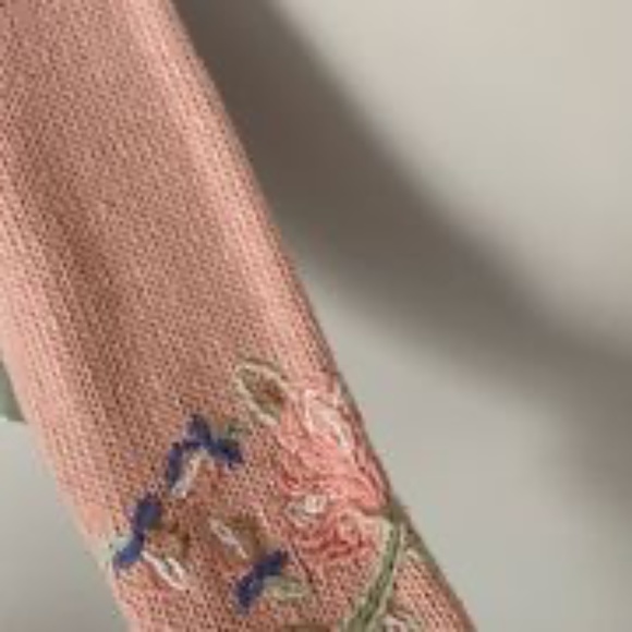 Vintage 90s Gina Peters floral knit embroidered sweater - Picture 4 of 8